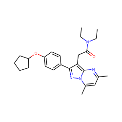 CCN(CC)C(=O)Cc1c(-c2ccc(OC3CCCC3)cc2)nn2c(C)cc(C)nc12 ZINC000299867016