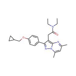 CCN(CC)C(=O)Cc1c(-c2ccc(OCC3CC3)cc2)nn2c(C)cc(C)nc12 ZINC000299859798