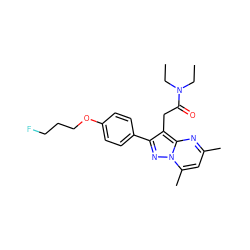 CCN(CC)C(=O)Cc1c(-c2ccc(OCCCF)cc2)nn2c(C)cc(C)nc12 ZINC000040836391