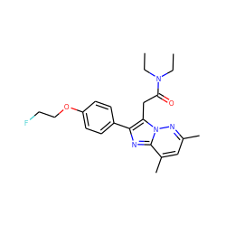 CCN(CC)C(=O)Cc1c(-c2ccc(OCCF)cc2)nc2c(C)cc(C)nn12 ZINC000096168028