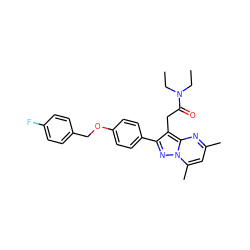 CCN(CC)C(=O)Cc1c(-c2ccc(OCc3ccc(F)cc3)cc2)nn2c(C)cc(C)nc12 ZINC000299866454