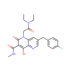 CCN(CC)C(=O)Cn1c(=O)c(C(=O)NC)c(O)c2ncc(Cc3ccc(F)cc3)cc21 ZINC000299836590