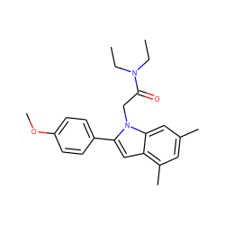 CCN(CC)C(=O)Cn1c(-c2ccc(OC)cc2)cc2c(C)cc(C)cc21 ZINC000473155296