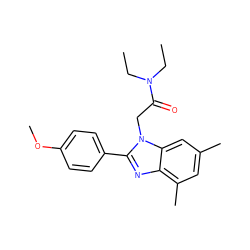 CCN(CC)C(=O)Cn1c(-c2ccc(OC)cc2)nc2c(C)cc(C)cc21 ZINC000473156079