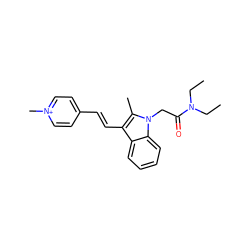 CCN(CC)C(=O)Cn1c(C)c(/C=C/c2cc[n+](C)cc2)c2ccccc21 ZINC000004932962