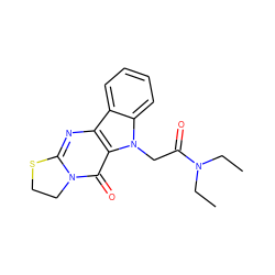 CCN(CC)C(=O)Cn1c2ccccc2c2nc3n(c(=O)c21)CCS3 ZINC000001427775