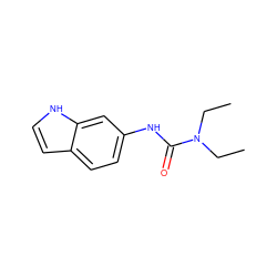 CCN(CC)C(=O)Nc1ccc2cc[nH]c2c1 ZINC000194300434