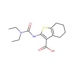 CCN(CC)C(=O)Nc1sc2c(c1C(=O)O)CCCC2 ZINC000034401307