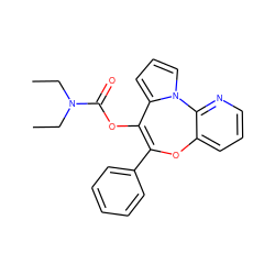 CCN(CC)C(=O)OC1=C(c2ccccc2)Oc2cccnc2-n2cccc21 ZINC000013491319