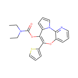 CCN(CC)C(=O)OC1=C(c2cccs2)Oc2cccnc2-n2cccc21 ZINC000013491321