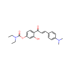 CCN(CC)C(=O)Oc1ccc(C(=O)/C=C/c2ccc(N(C)C)cc2)c(O)c1 ZINC001772603149