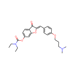 CCN(CC)C(=O)Oc1ccc2c(c1)O/C(=C\c1ccc(OCCCN(C)C)cc1)C2=O ZINC000299866238