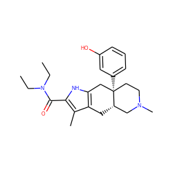 CCN(CC)C(=O)c1[nH]c2c(c1C)C[C@H]1CN(C)CC[C@]1(c1cccc(O)c1)C2 ZINC000013606303