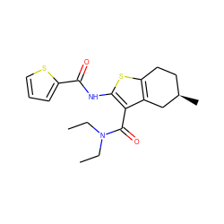 CCN(CC)C(=O)c1c(NC(=O)c2cccs2)sc2c1C[C@H](C)CC2 ZINC000016052555