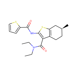 CCN(CC)C(=O)c1c(NC(=O)c2cccs2)sc2c1CC[C@H](C)C2 ZINC000001081630