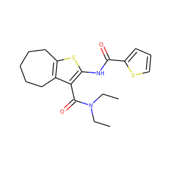 CCN(CC)C(=O)c1c(NC(=O)c2cccs2)sc2c1CCCCC2 ZINC000001188809