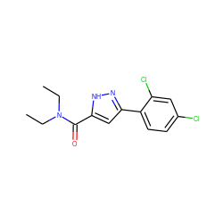 CCN(CC)C(=O)c1cc(-c2ccc(Cl)cc2Cl)n[nH]1 ZINC000040862400