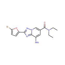 CCN(CC)C(=O)c1cc(N)c2nc(-c3ccc(Br)o3)nn2c1 ZINC000026982879