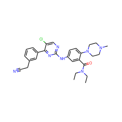 CCN(CC)C(=O)c1cc(Nc2ncc(Cl)c(-c3cccc(CC#N)c3)n2)ccc1N1CCN(C)CC1 ZINC000096272929