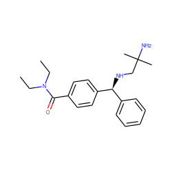 CCN(CC)C(=O)c1ccc([C@@H](NCC(C)(C)N)c2ccccc2)cc1 ZINC000028761663