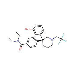 CCN(CC)C(=O)c1ccc([C@]2(c3cccc(O)c3)CCCN(CC(F)(F)F)C2)cc1 ZINC000045351205