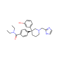 CCN(CC)C(=O)c1ccc([C@]2(c3cccc(O)c3)CCCN(Cc3ncc[nH]3)C2)cc1 ZINC000045387696