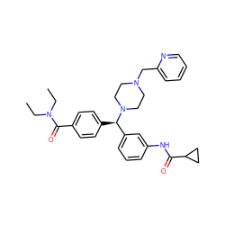 CCN(CC)C(=O)c1ccc([C@H](c2cccc(NC(=O)C3CC3)c2)N2CCN(Cc3ccccn3)CC2)cc1 ZINC000073142376