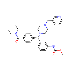 CCN(CC)C(=O)c1ccc([C@H](c2cccc(NC(=O)OC)c2)N2CCN(Cc3cccnc3)CC2)cc1 ZINC000073155984