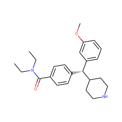 CCN(CC)C(=O)c1ccc([C@H](c2cccc(OC)c2)C2CCNCC2)cc1 ZINC000013803488