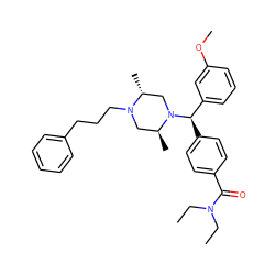 CCN(CC)C(=O)c1ccc([C@H](c2cccc(OC)c2)N2C[C@@H](C)N(CCCc3ccccc3)C[C@@H]2C)cc1 ZINC000026968501