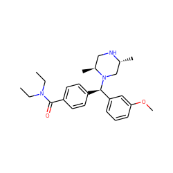 CCN(CC)C(=O)c1ccc([C@H](c2cccc(OC)c2)N2C[C@@H](C)NC[C@@H]2C)cc1 ZINC000022939633