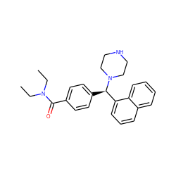 CCN(CC)C(=O)c1ccc([C@H](c2cccc3ccccc23)N2CCNCC2)cc1 ZINC000022450881