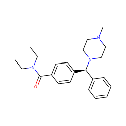 CCN(CC)C(=O)c1ccc([C@H](c2ccccc2)N2CCN(C)CC2)cc1 ZINC000022939498