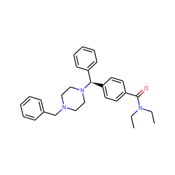 CCN(CC)C(=O)c1ccc([C@H](c2ccccc2)N2CCN(Cc3ccccc3)CC2)cc1 ZINC000022939511