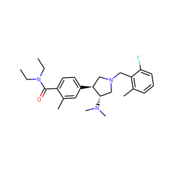 CCN(CC)C(=O)c1ccc([C@H]2CN(Cc3c(C)cccc3F)C[C@@H]2N(C)C)cc1C ZINC001772643142