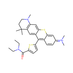 CCN(CC)C(=O)c1ccc(-c2c3ccc(=[N+](C)C)cc-3sc3cc4c(cc23)C(C)(C)CCN4C)s1 ZINC000095561291