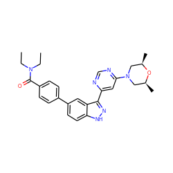 CCN(CC)C(=O)c1ccc(-c2ccc3[nH]nc(-c4cc(N5C[C@H](C)O[C@H](C)C5)ncn4)c3c2)cc1 ZINC001772654585