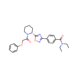 CCN(CC)C(=O)c1ccc(-c2noc([C@H]3CCCCN3C(=O)COc3ccccc3)n2)cc1 ZINC000143531814