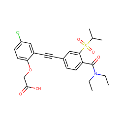 CCN(CC)C(=O)c1ccc(C#Cc2cc(Cl)ccc2OCC(=O)O)cc1S(=O)(=O)C(C)C ZINC000073162546