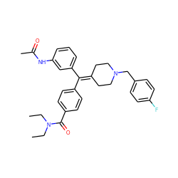 CCN(CC)C(=O)c1ccc(C(=C2CCN(Cc3ccc(F)cc3)CC2)c2cccc(NC(C)=O)c2)cc1 ZINC000073198960