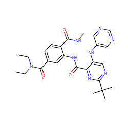 CCN(CC)C(=O)c1ccc(C(=O)NC)c(NC(=O)c2nc(C(C)(C)C)ncc2Nc2cncnc2)c1 ZINC000169701728