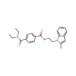 CCN(CC)C(=O)c1ccc(C(=O)NCCn2c(C)cc3ccccc32)cc1 ZINC000169351792