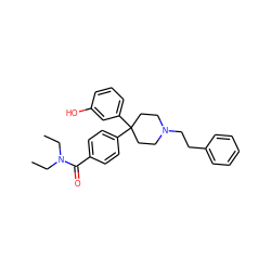 CCN(CC)C(=O)c1ccc(C2(c3cccc(O)c3)CCN(CCc3ccccc3)CC2)cc1 ZINC000045348126