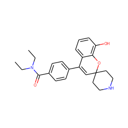 CCN(CC)C(=O)c1ccc(C2=CC3(CCNCC3)Oc3c(O)cccc32)cc1 ZINC000040955409