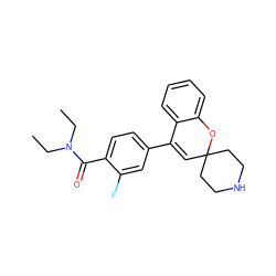 CCN(CC)C(=O)c1ccc(C2=CC3(CCNCC3)Oc3ccccc32)cc1F ZINC000043013136