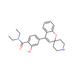 CCN(CC)C(=O)c1ccc(C2=CC3(CCNCC3)Oc3ccccc32)cc1O ZINC000043062487