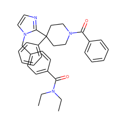 CCN(CC)C(=O)c1ccc(Cn2ccnc2C2(c3ccccc3)CCN(C(=O)c3ccccc3)CC2)cc1 ZINC000096318653