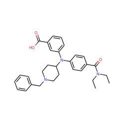 CCN(CC)C(=O)c1ccc(N(c2cccc(C(=O)O)c2)C2CCN(Cc3ccccc3)CC2)cc1 ZINC000045300648