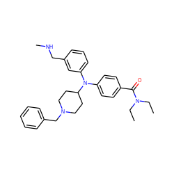 CCN(CC)C(=O)c1ccc(N(c2cccc(CNC)c2)C2CCN(Cc3ccccc3)CC2)cc1 ZINC000045284518