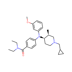 CCN(CC)C(=O)c1ccc(N(c2cccc(OC)c2)[C@@H]2CCN(CC3CC3)C[C@@H]2C)cc1 ZINC000013862304